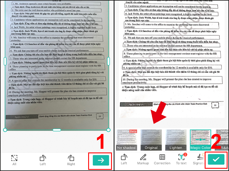 Scan bằng ứng dụng Camscanner
